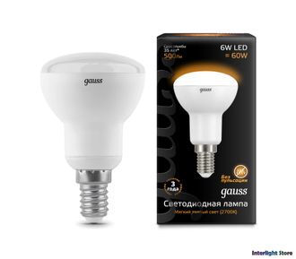 Gauss LED R50 6w 830/840 E14