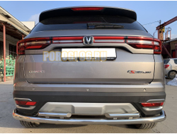 Защита заднего бампера угловая большая двойная d60/42 для Changan CS35 Plus (2019-...)