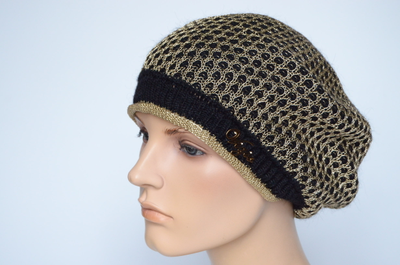Вязаный берет сетка женский зимний