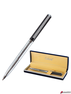 Ручка подарочная шариковая GALANT «Landsberg», корпус серебристый с черным, хромированные детали, пишущий узел 0,7 мм, синяя. 141013