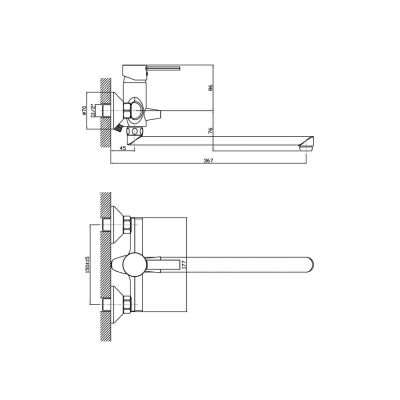 447991 Смеситель для ванны ZOLLEN GERA (арт.GE62611341) длин. излив 350мм, карт. 35мм