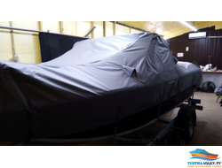 Транспортировочный тент Волжанка 46 с леерами на носу - стекло и дуги тента от Лодка44