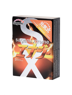 724-1 Презервативы Sagami, xtreme, energy, латекс, 19 см, 5,3 см, 3 шт.