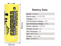 Аккумулятор 26650 Lii-51S, 5100 мАч