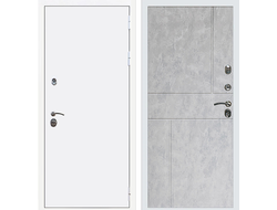 Белая дверь Rx 5 с панелью светлый бетон ФЛ 290