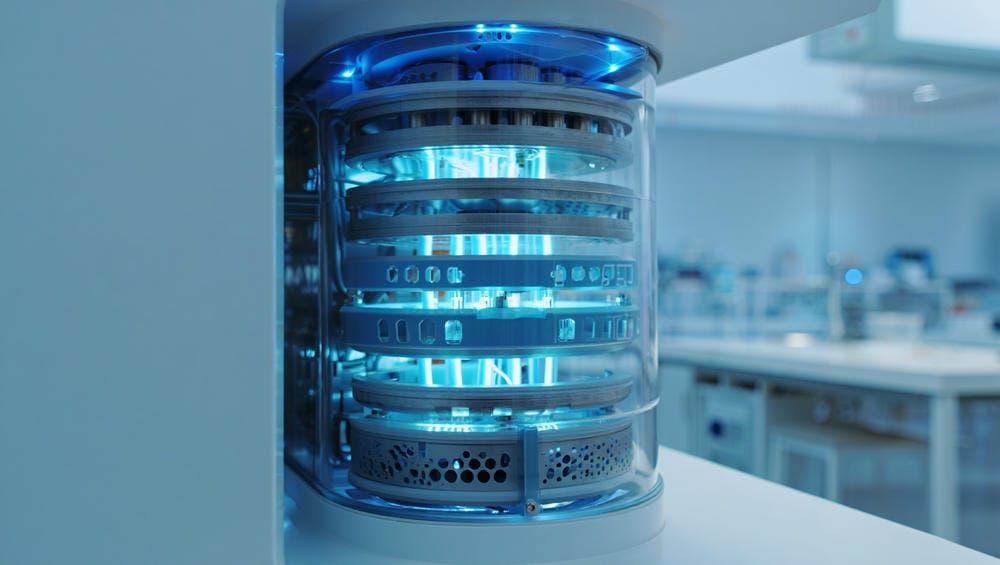 Промышленный фильтр обратного осмоса в разрезе, задерживающий ионы Фторидов (F&minus;).