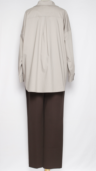 РУБАШКА "КЛАССИКА Карман" серо-бежевая р.50,52,54,56,58,60