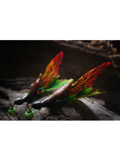 &quot;Крылышки Саламандровой феи&quot;, длинные серьги из шёлка