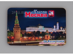 Гибкий сувенирный магнит на холодильник 8х6 см. с фото вечернего Московского Кремля