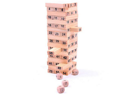 Настольная игра Башня 54 блока jenga с цифрами