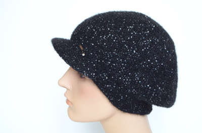 Черная кепка с пайетками Vizio Италия 8019 W