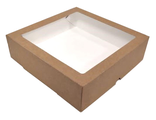 Коробка для печенья/зефира/пирогов/конфет/пончиков крафт с окном, 200*200*50мм