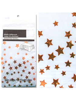 Скатерть п/э "Звезды Розовое золото" Металлик 137*183см