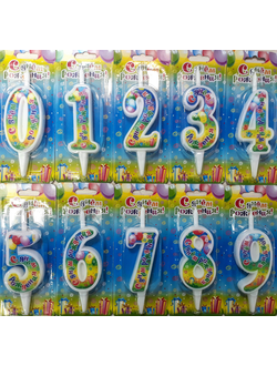 Свеча цифра "С Днем Рождения" МИКС