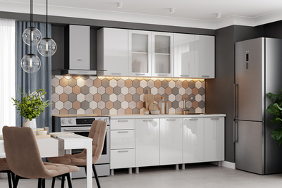 Кухня «Модерн NEW» 2 м Белый глянец / Графит ( SV)