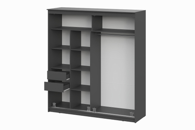 Шкаф-купе №25 (2,0) Блэк ЛАЙТ (Графит серый/Лакобель/Черный матовый), ш2001хв2200хг600