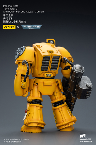Терминатор Имперских Кулаков (Warhammer 40K) - КОЛЛЕКЦИОННАЯ ФИГУРКА 1/18 Imperial Fists Terminator with Power Fist and Assault Cannon (JT03172) - JOYTOY