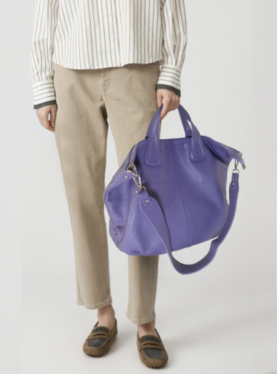 (АРТИКУЛ: 9618/1/82) СУМКА ЖЕНСКАЯ, БОЛЬШАЯ, НАТУРАЛЬНАЯ КОЖА, СИРЕНЕВАЯ, С ШИРОКИМ ПЛЕЧЕВЫМ РЕМНЕМ