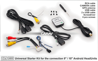 Carav S-100 | Стартовый комплект для подключения Android-магнитол 7&quot; 9&quot; 10.1&quot; (RCA-кабель, CAMERA-кабель, GPS-антенна, USB-кабель, 2 x USB-кабель)