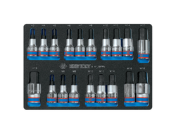 Набор торцевых насадок Hex и Spline, ложемент, 19 предметов KING TONY 9-4129PRV