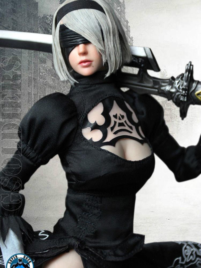 Андроид 2B Nier: Automata ФИГУРКА 1/6 Cosplay Sexy Robot Head Sculpt Costume Set (SET015) SUPER DUCK