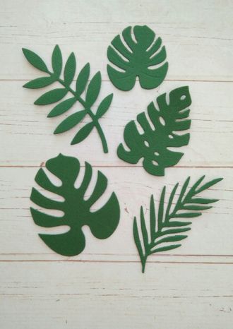 Набор тропических листочков (цвет зеленый)