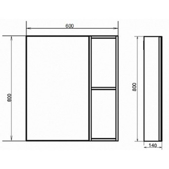 Зеркало-шкаф "Осло-60" бетон светлый