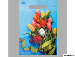 Пакет "Тюльпаны" полиэтиленовый с вырубной ручкой 30 мкм / 20 х 30 см