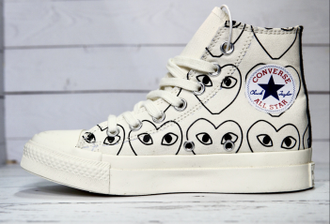 Кеды Converse Play Comme Des Garçons с сердечками белые женские