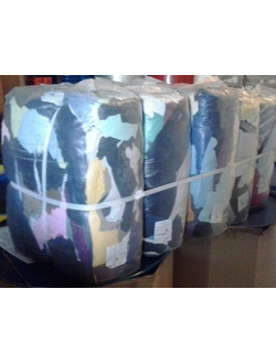 Ветошь крупнокусковая в брикетах (10 кг.) Трикотаж цветной