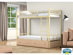 Двухъярусная кровать Валенсия Слоновая кость ящики дуб молочный Томск