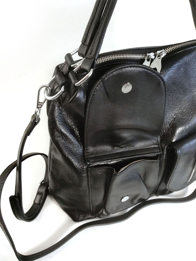 (АРТИКУЛ: 10120/1/5) СУМКА ЖЕНСКАЯ, НЕБОЛЬШАЯ, НАТУРАЛЬНАЯ КОЖА С НЕБОЛЬШИМ ГЛЯНЦЕМ, ЧЕРНАЯ, С ПЛЕЧЕВЫМ РЕМНЕМ