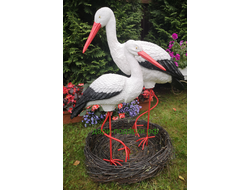 Аисты в гнезде Влюбленная пара (Аист-80см, аист-115см ) полистоун Аист - является символом новой жизни. Согласно русским народным поверьям, аист - птица, приносящая счастье в Ваш дом. Также аист покровительствует рождению детей.