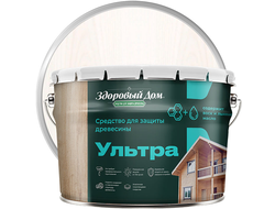 Антисептик лессирующий декоративный для дерева ЗДОРОВЫЙ ДОМ Ультра Белый 9 л
