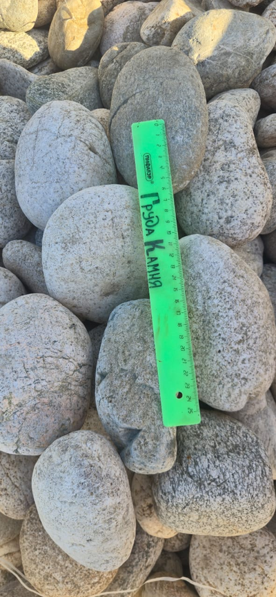 Галька круглая белая речная, фракция 100-150 мм