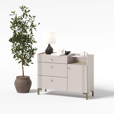 Одетта Комод с ящиками и створкой (КМ1)  Дуб Эндгрей/Меланж