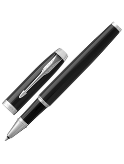 Ручка-роллер PARKER "IM Core Black Lacquer CT", корпус черный глянцевый лак, хромированные детали, черная, 1931658