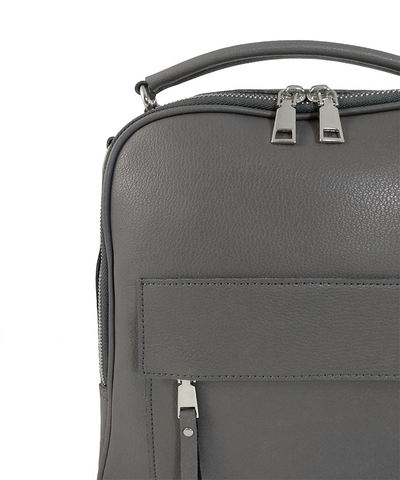 (АРТИКУЛ: 9776/81/1) ЖЕНСКИЙ РЮКЗАК, СРЕДНЕГО РАЗМЕРА, НАТУРАЛЬНАЯ КОЖА, СЕРЫЙ, С ДВУМЯ ОТДЕЛЕНИЯМИ