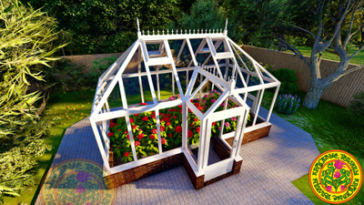 Английская теплица из алюминия и стекла с холлом ЕЛИЗАВЕТА XSP 5х3,5