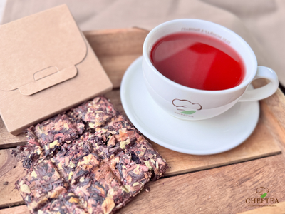 Прессованный чай  каркаде со специями -  Глинтвейн  (100г), плитка в крафт-коробочке с окном