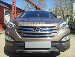 Защита радиатора Hyundai Santa Fe 2012-2015 black PREMIUM