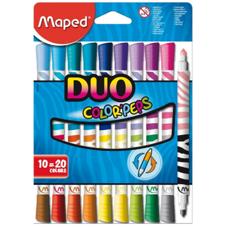 Двусторонние фломастеры Maped DUO 10шт, 20 цветов  847010