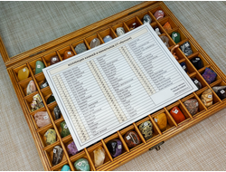 Коллекция камней (77 образцов по 2-3 см) в коробке 32*23*4 см, с крышкой, вес около 1700 г №23625