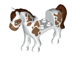 Horse with 2 x 2 Cutout with Medium Nougat Eyes and Spots, Reddish Brown Mane and Tail Pattern, White (93083c01pb10 / 6151598)