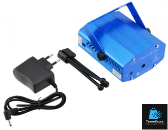 Лазерный проектор, стробоскоп, диско лазер UKC HJ06 6 в 1 c триногой Blue