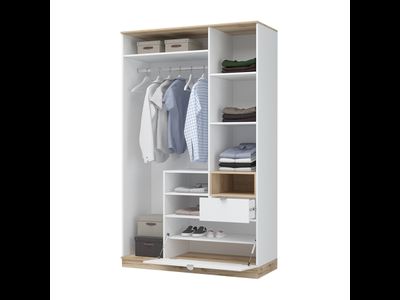 Юкки ШК 1Я 1350 Шкаф 3-х дверный с зеркалом 1350х2200х550 Дуб делано/Белый шагрень