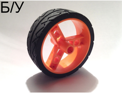! Б/У - Wheel 41mm Znap Thin Tread with Black Tire 41 mm Directional Tread, Orange (32247c01) - Б/У