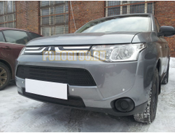 Защита радиатора Mitsubishi Outlander III 2012-2015 (2 части) black