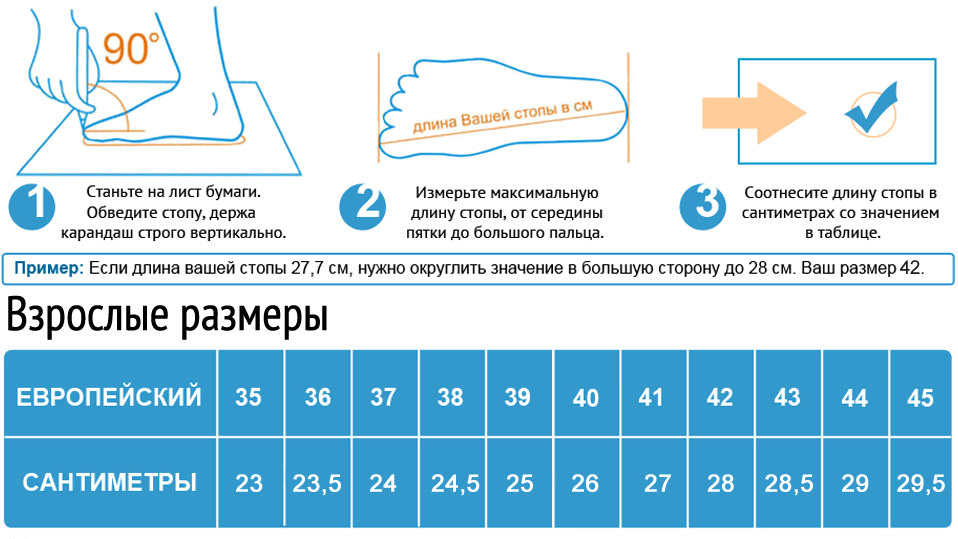 Размерная сетка Converse - как выбрать размер Конверс