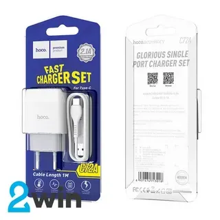 6931474713018	СЗУ HOCO C72A Glorious single port charger set Type-C(EU) (white)